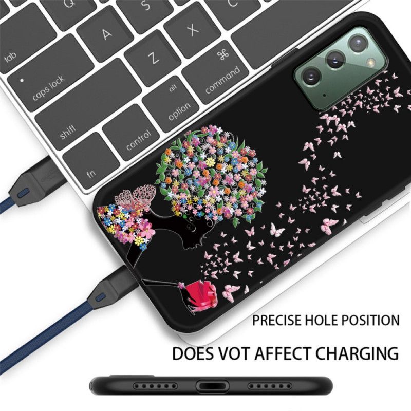 Hoesje voor Samsung Galaxy Note 20 Vrouw Met Een Bloemig Hoofd