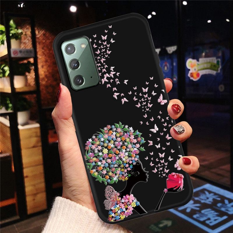 Hoesje voor Samsung Galaxy Note 20 Vrouw Met Een Bloemig Hoofd
