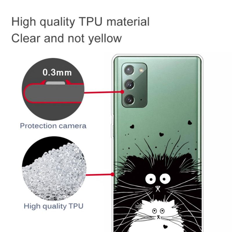 Hoesje voor Samsung Galaxy Note 20 Wit Zwart Kijk Naar Katten