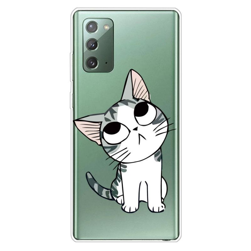Hoesje voor Samsung Galaxy Note 20 Wit Zwart Kijk Naar Katten