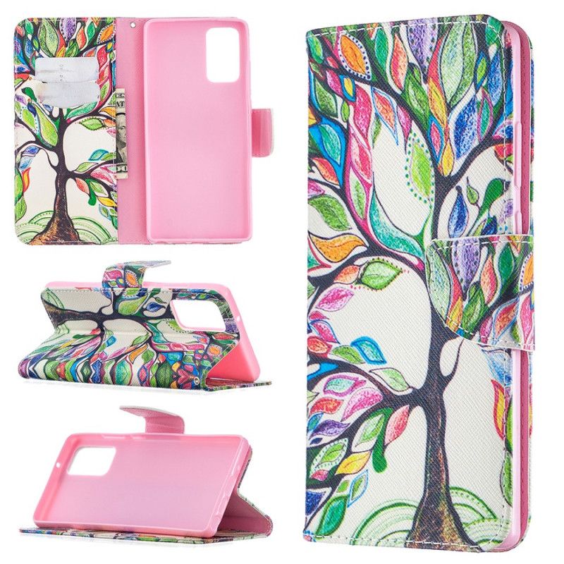 Leren Hoesje Samsung Galaxy Note 20 Gekleurde Boom