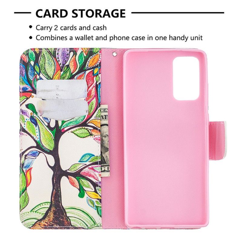 Leren Hoesje Samsung Galaxy Note 20 Gekleurde Boom