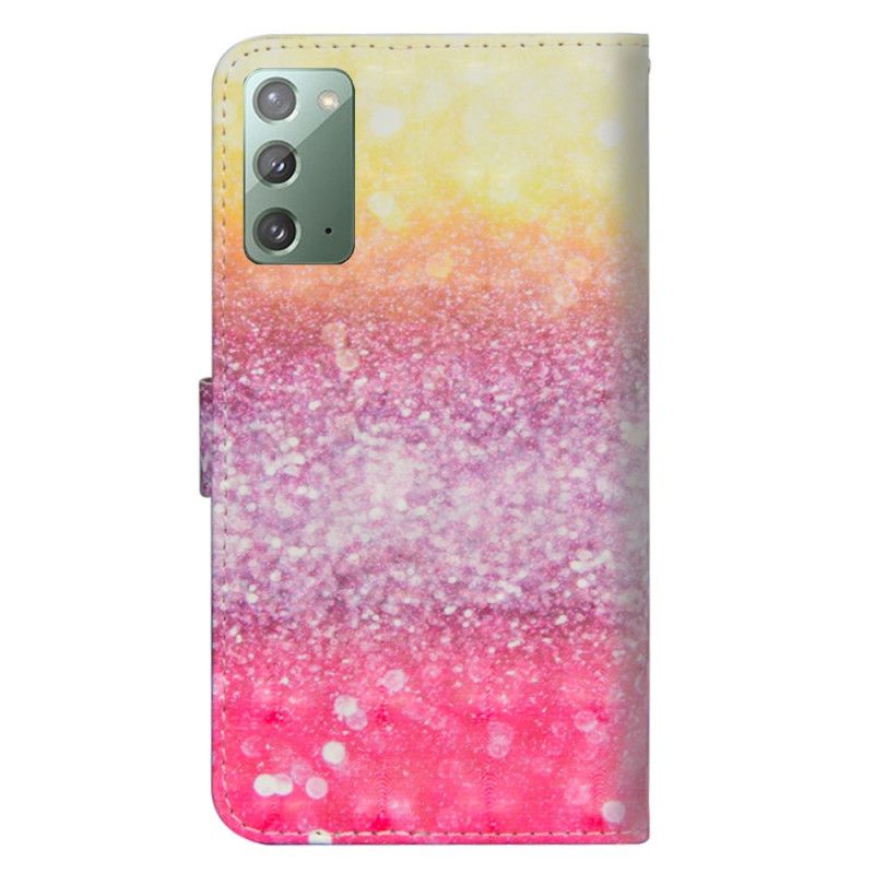 Leren Hoesje Samsung Galaxy Note 20 Magenta Glitterverloop