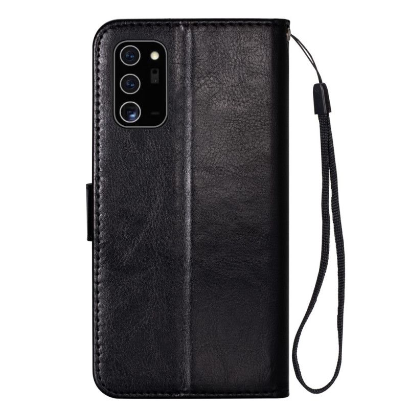 Leren Hoesje Samsung Galaxy Note 20 Rood Zwart Effen Kleurenserie Met Riem