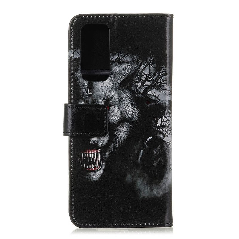 Leren Hoesje Samsung Galaxy Note 20 Weerwolf