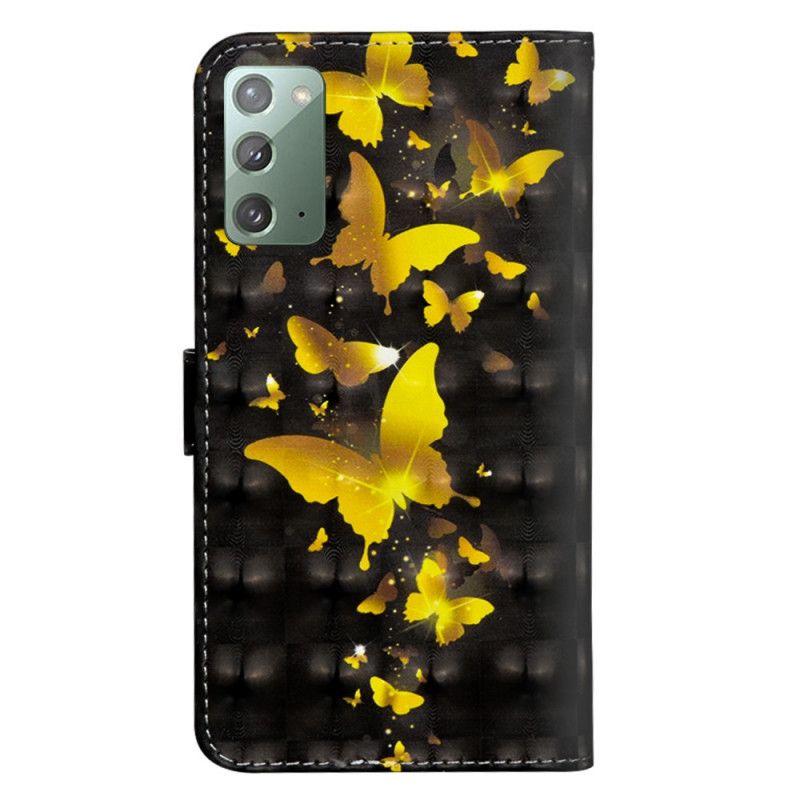 Leren Hoesje voor Samsung Galaxy Note 20 Gele Vlinders