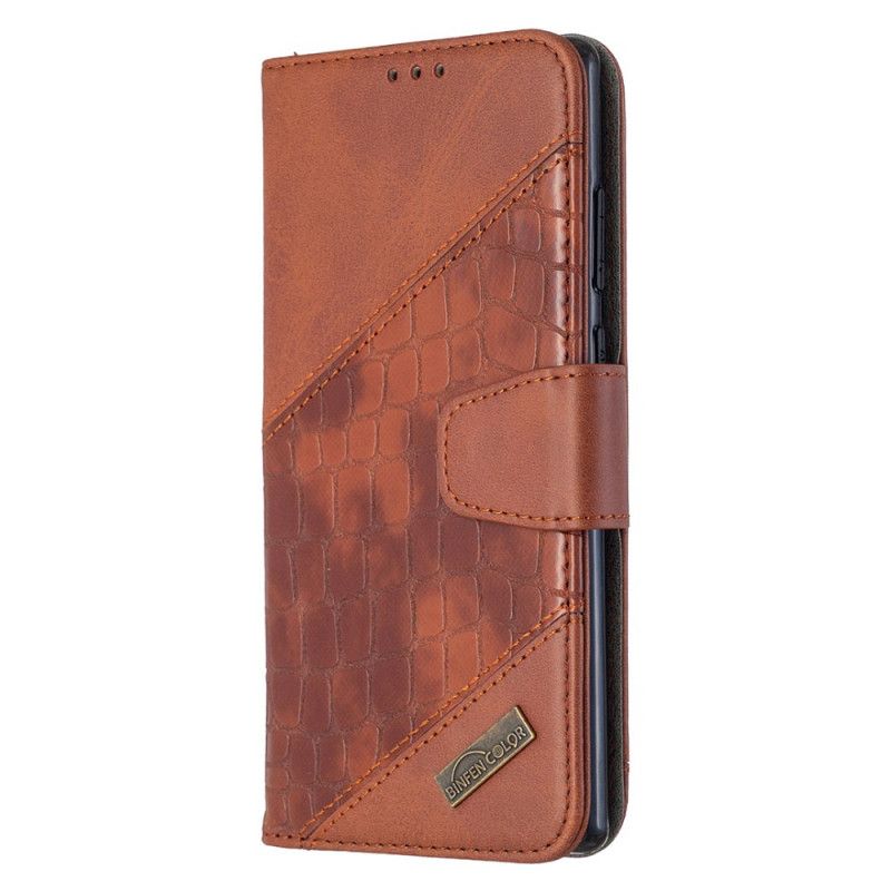 Leren Hoesje voor Samsung Galaxy Note 20 Grijs Zwart Klassiek Krokodillenleer-Effect