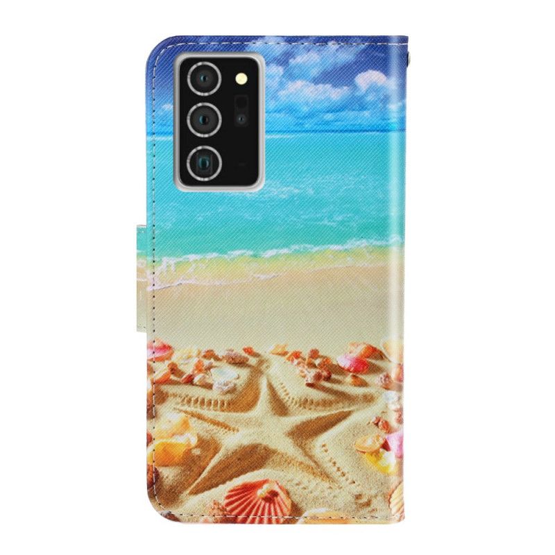Leren Hoesje voor Samsung Galaxy Note 20 Riem Strand