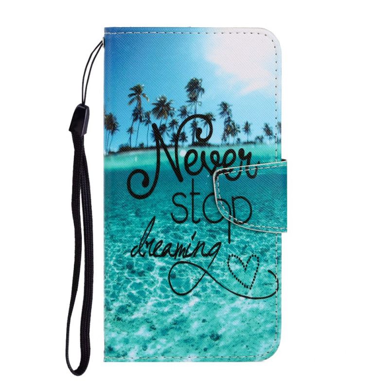 Leren Hoesje voor Samsung Galaxy Note 20 Stop Nooit Met Dromen Marine Met String