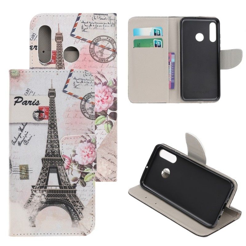 Flip Case Leren Huawei P Smart Z Retro Eiffeltoren