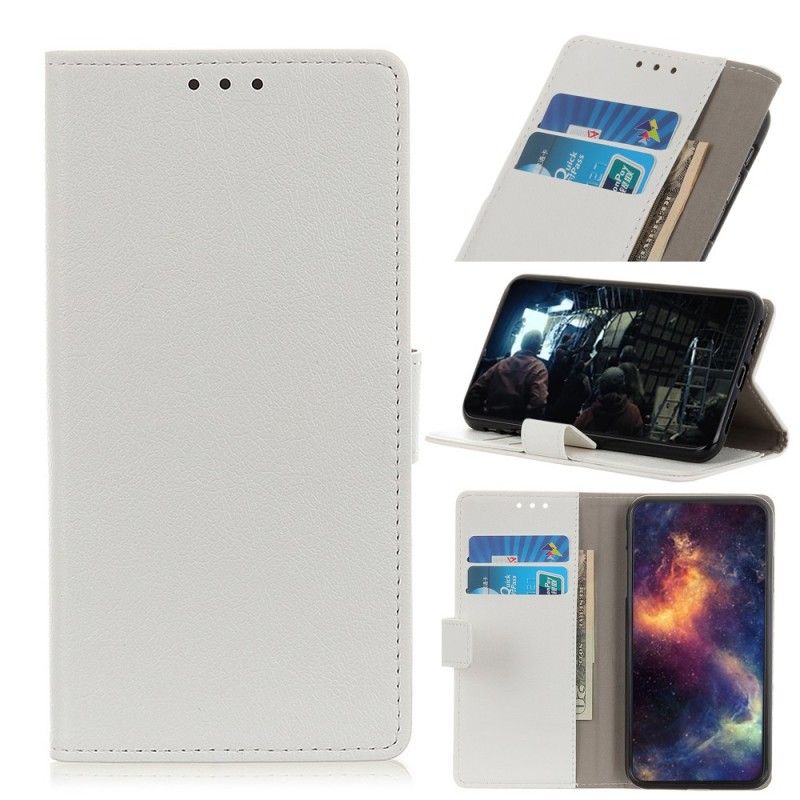 Flip Case Leren Huawei P Smart Z Wit Zwart Eenvoudig Kunstleer