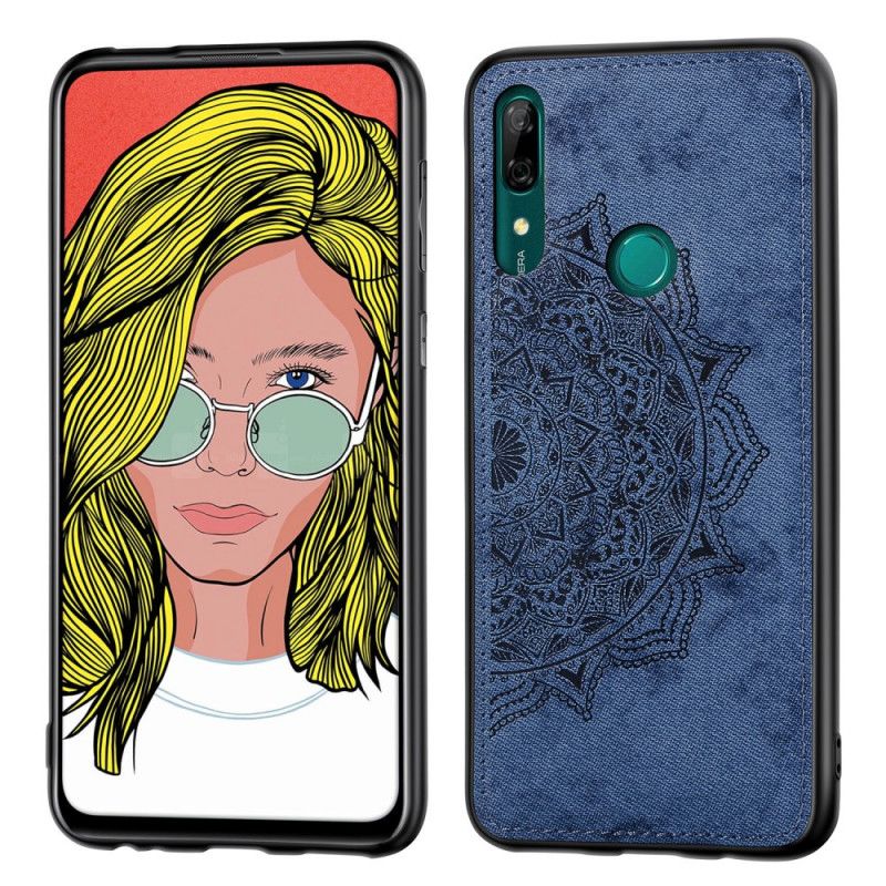 Hoesje Huawei P Smart Z Donkerblauw Roze Stof En Mandala-Structuur