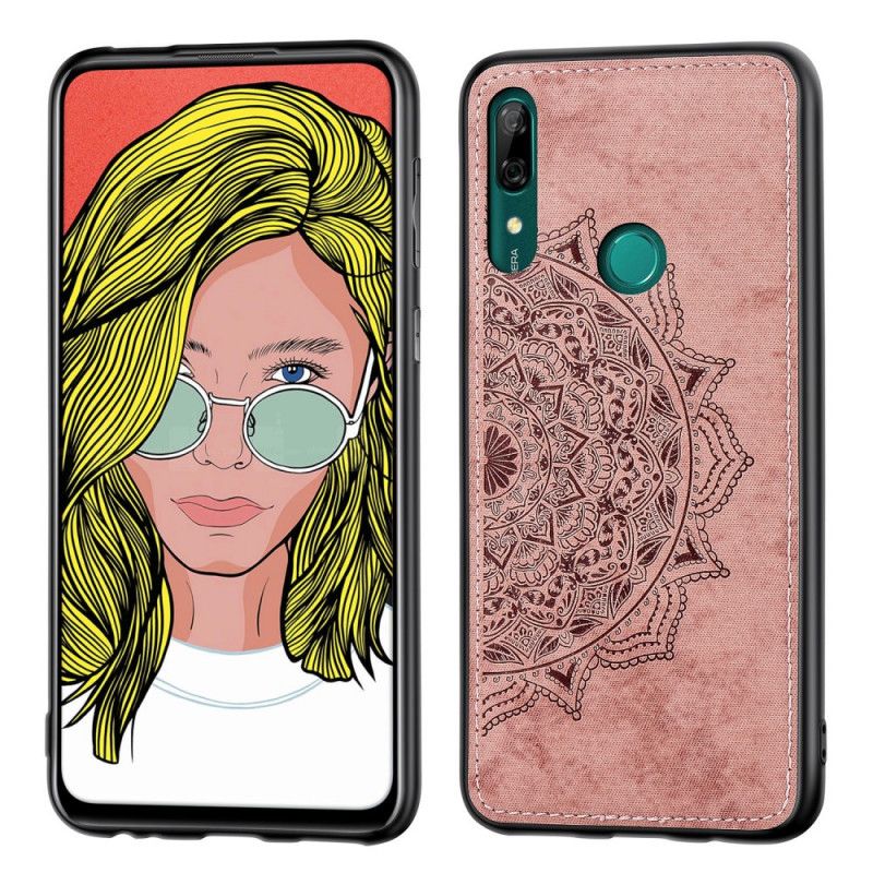 Hoesje Huawei P Smart Z Donkerblauw Roze Stof En Mandala-Structuur