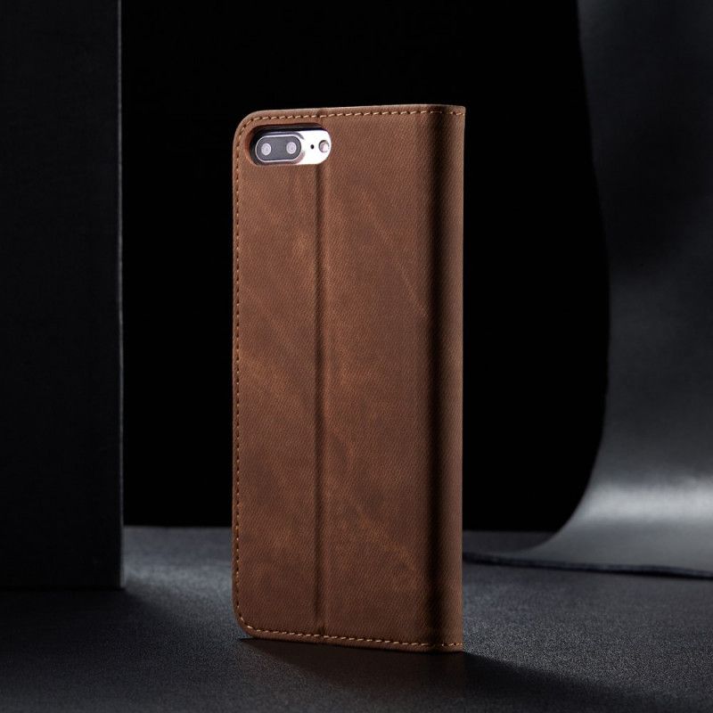 Folio-hoesje iPhone 7 Plus / 8 Plus Donkerblauw Zwart Telefoonhoesje Jeans Met Imitatieleerstructuur