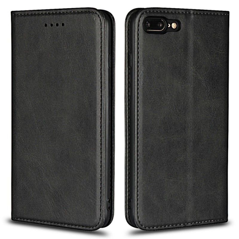 Folio-hoesje voor iPhone 7 Plus / 8 Plus Rood Zwart Premium Imitatieleren Stiksels