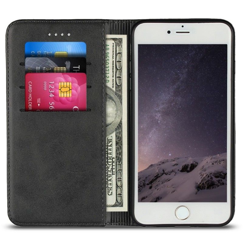Folio-hoesje voor iPhone 7 Plus / 8 Plus Rood Zwart Premium Imitatieleren Stiksels