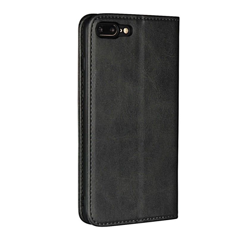 Folio-hoesje voor iPhone 7 Plus / 8 Plus Rood Zwart Premium Imitatieleren Stiksels