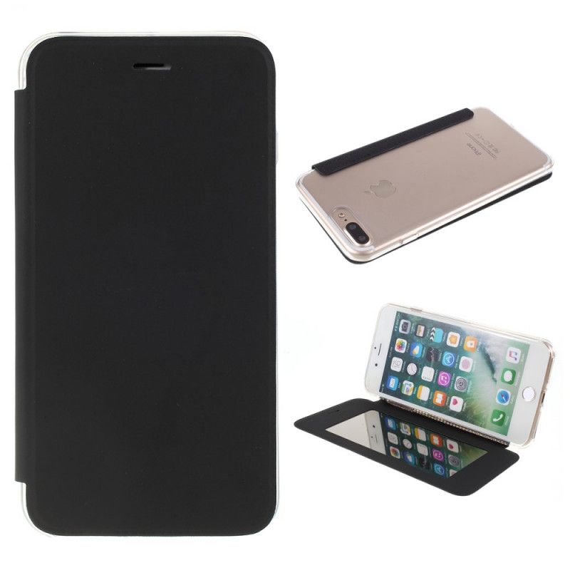 Folio-hoesje voor iPhone 7 Plus / 8 Plus Zwart Spiegel- En Leereffect