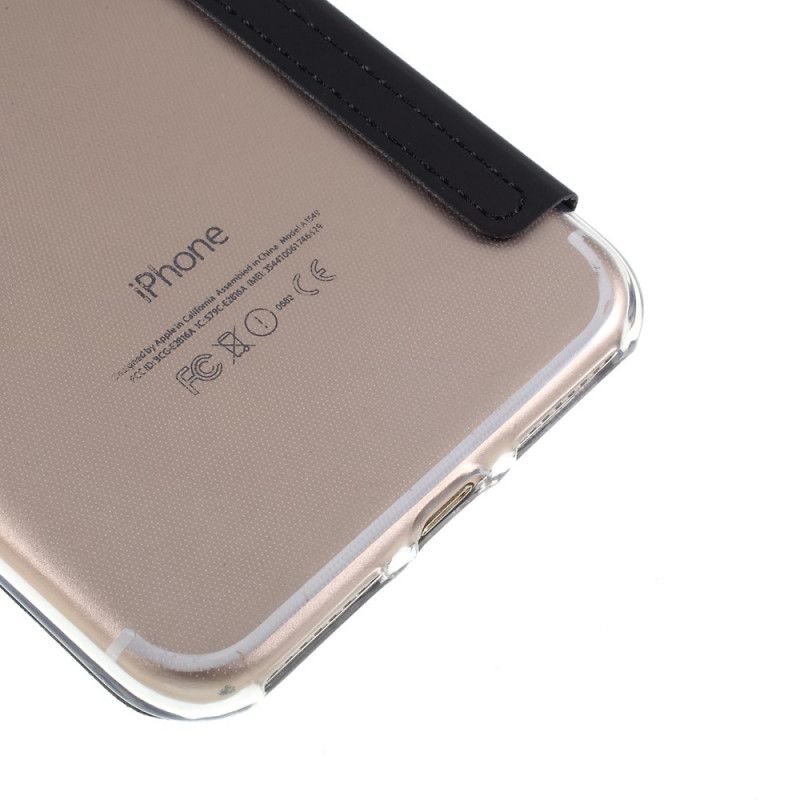 Folio-hoesje voor iPhone 7 Plus / 8 Plus Zwart Spiegel- En Leereffect