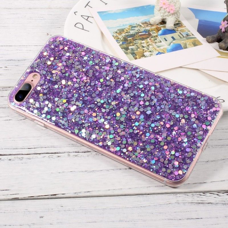 Hoesje iPhone 7 Plus / 8 Plus Groen Magenta Premium Glitter