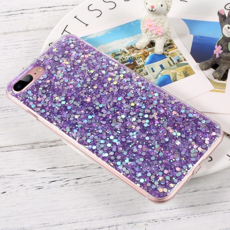 Hoesje iPhone 7 Plus / 8 Plus Groen Magenta Premium Glitter
