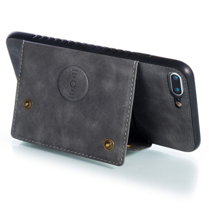 Hoesje voor iPhone 7 Plus / 8 Plus Grijs Zwart Portemonnee