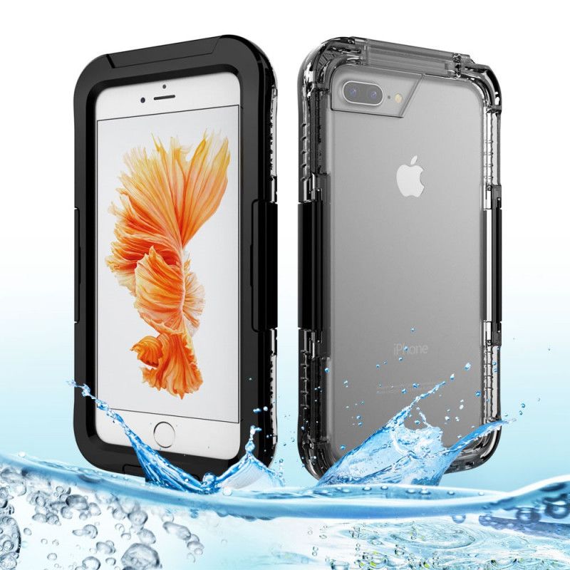 Hoesje voor iPhone 7 Plus / 8 Plus Wit Zwart Waterdicht Touchscreen