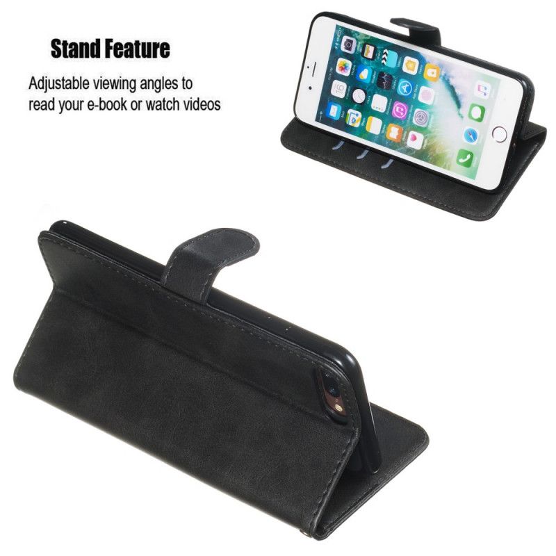 Leren Hoesje iPhone 7 Plus / 8 Plus Rood Zwart Telefoonhoesje Vintage Portemonnee