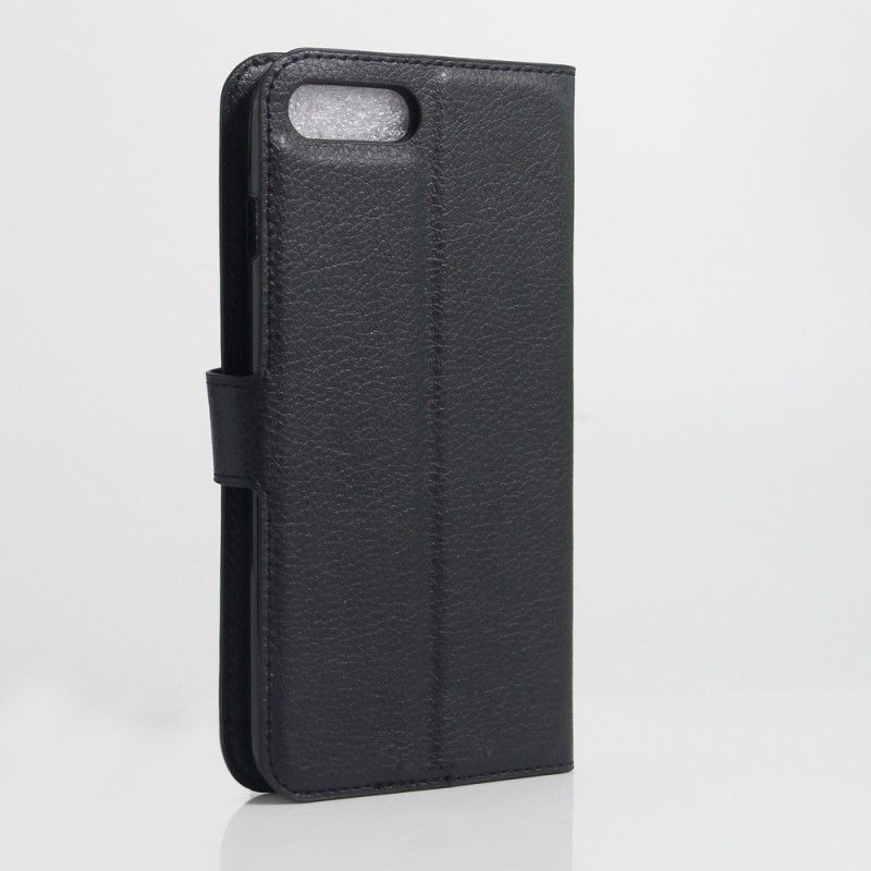 Leren Hoesje iPhone 7 Plus / 8 Plus Wit Zwart Leereffect