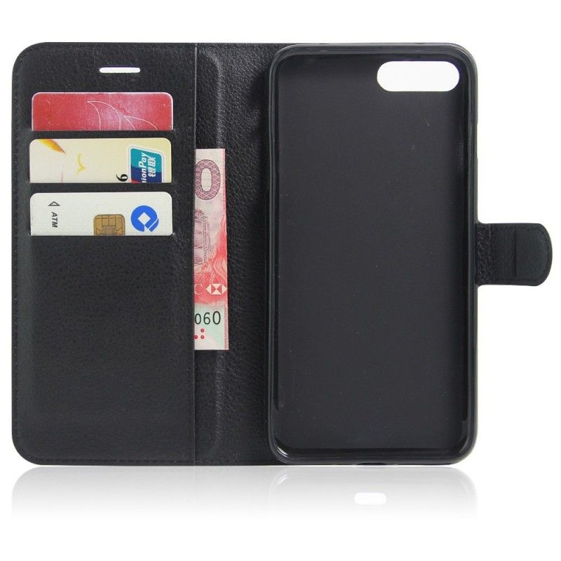 Leren Hoesje iPhone 7 Plus / 8 Plus Wit Zwart Leereffect