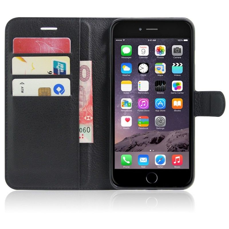 Leren Hoesje iPhone 7 Plus / 8 Plus Wit Zwart Leereffect
