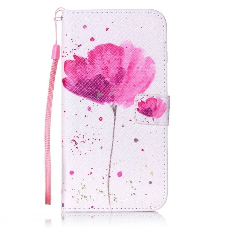 Leren Hoesje voor iPhone 7 Plus / 8 Plus Aquarel Klaproos