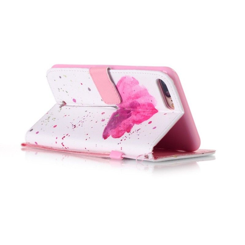 Leren Hoesje voor iPhone 7 Plus / 8 Plus Aquarel Klaproos