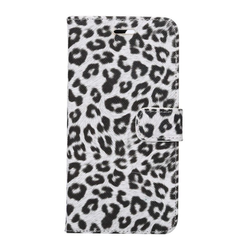 Leren Hoesje voor iPhone 7 Plus / 8 Plus Lichtbruin Wit Luipaard