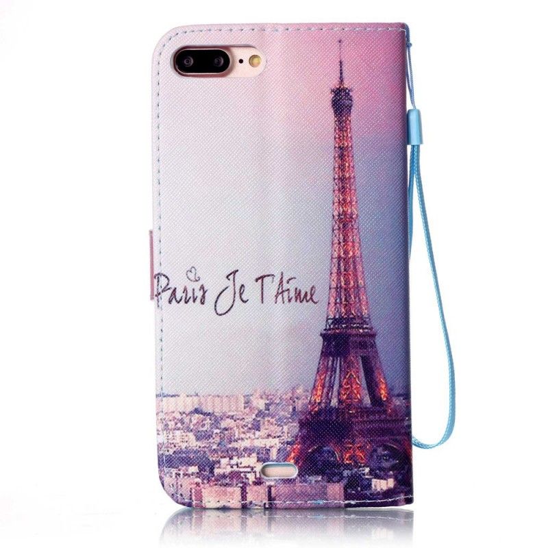 Leren Hoesje voor iPhone 7 Plus / 8 Plus Parijs Ik Hou Van Je