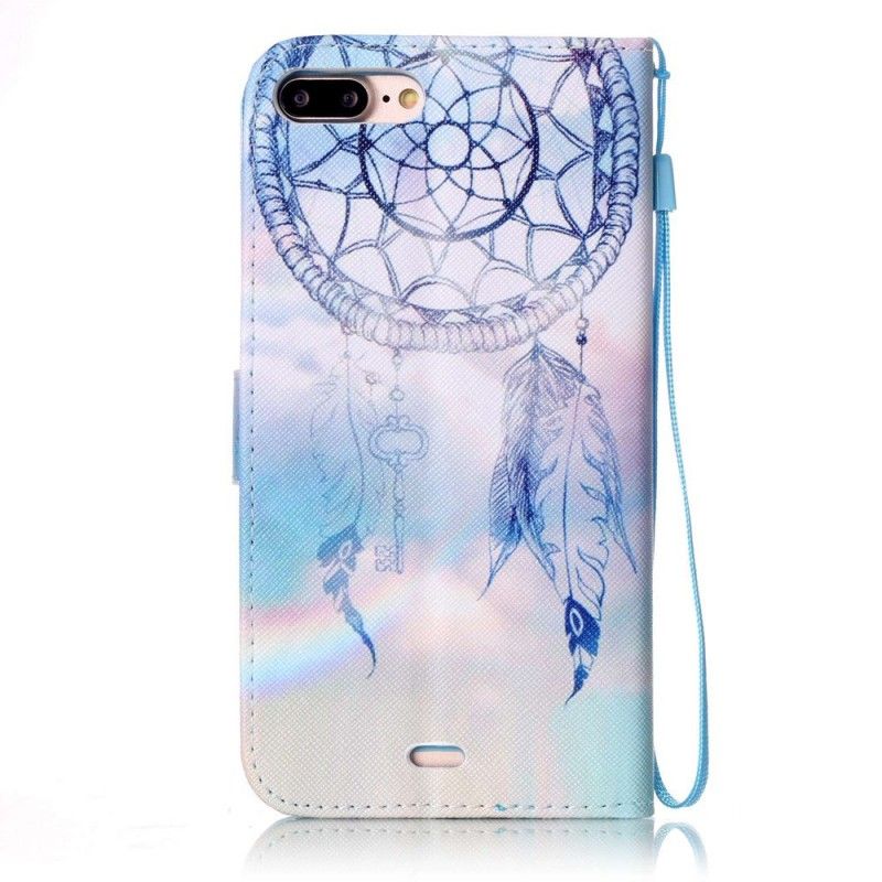 Leren Hoesje voor iPhone 7 Plus / 8 Plus Rood Wit Aquarel Dromenvanger