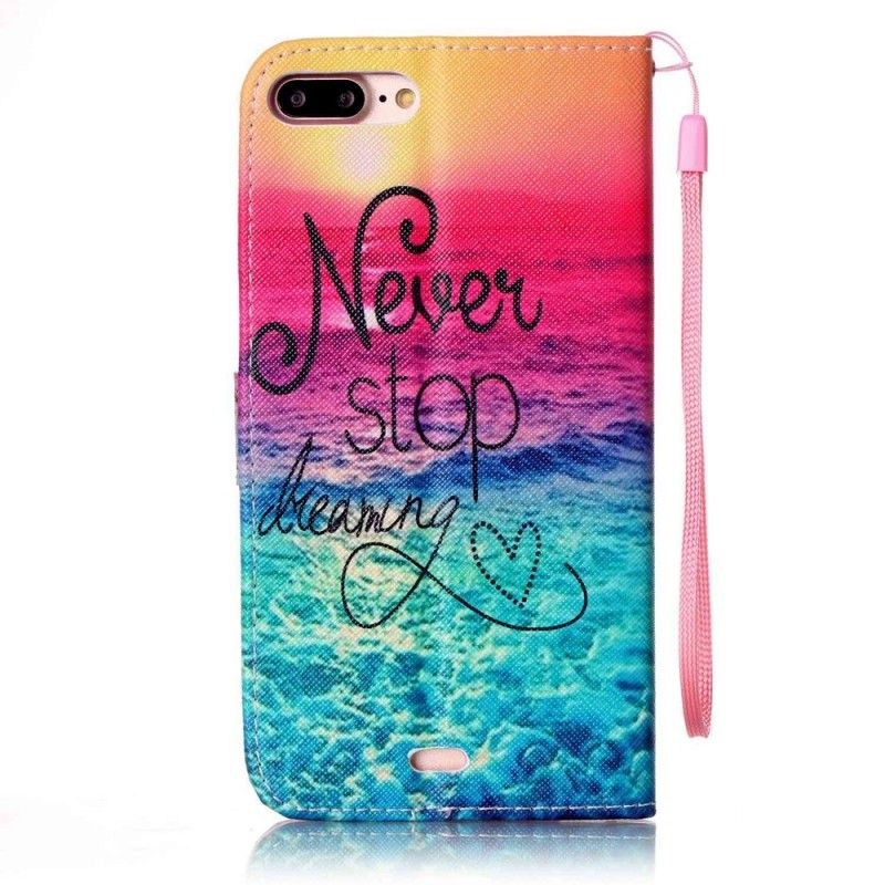 Leren Hoesje voor iPhone 7 Plus / 8 Plus Stop Nooit Met Dromen