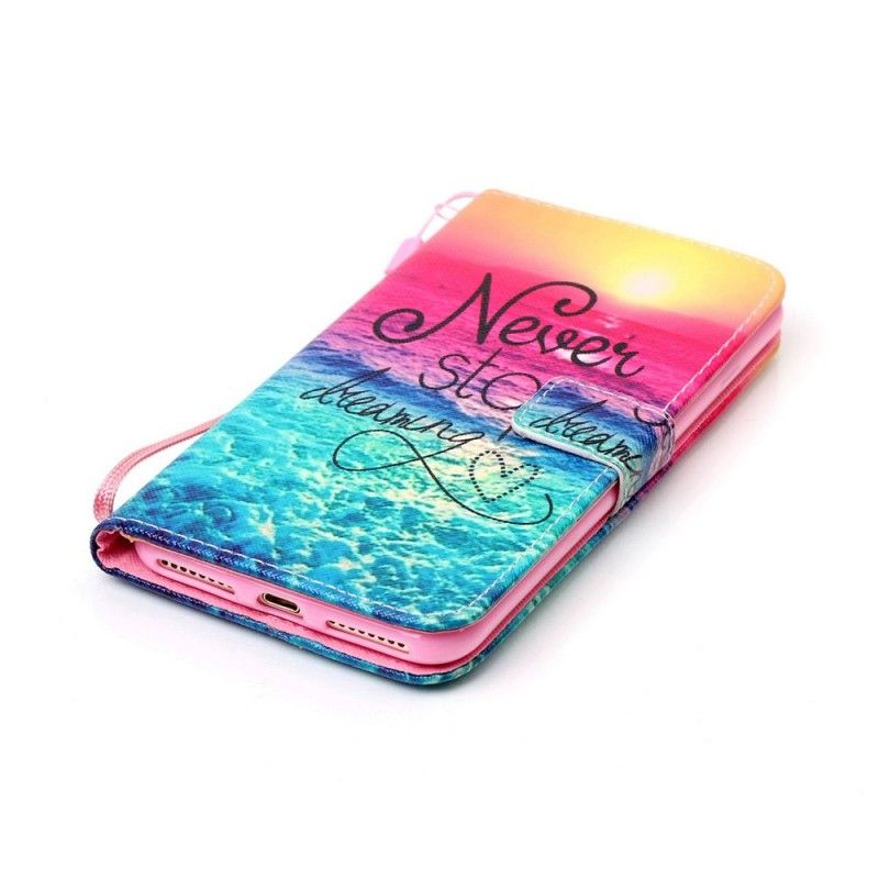 Leren Hoesje voor iPhone 7 Plus / 8 Plus Stop Nooit Met Dromen