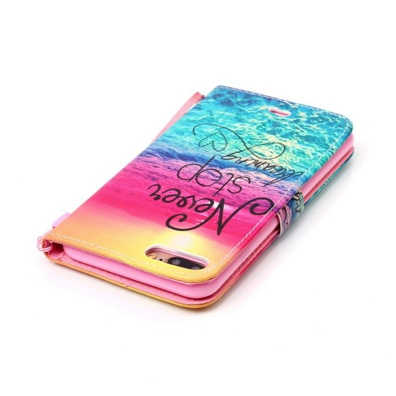 Leren Hoesje voor iPhone 7 Plus / 8 Plus Stop Nooit Met Dromen