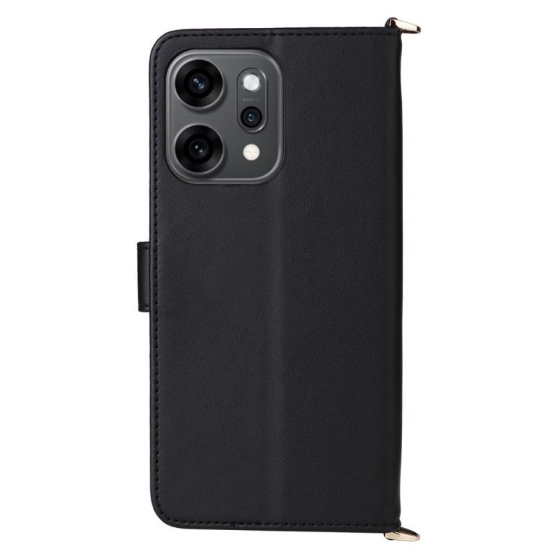 Flip Case Leren Oppo Reno 14 Pro 5g Gewatteerd Met Bandje En Polsbandje