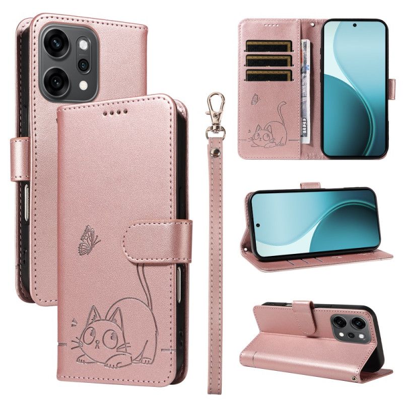 Flip Case Leren Oppo Reno 14 Pro 5g Grafisch Kattenbandje
