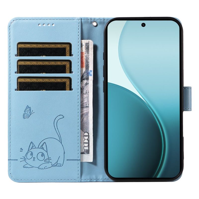 Flip Case Leren Oppo Reno 14 Pro 5g Grafisch Kattenbandje