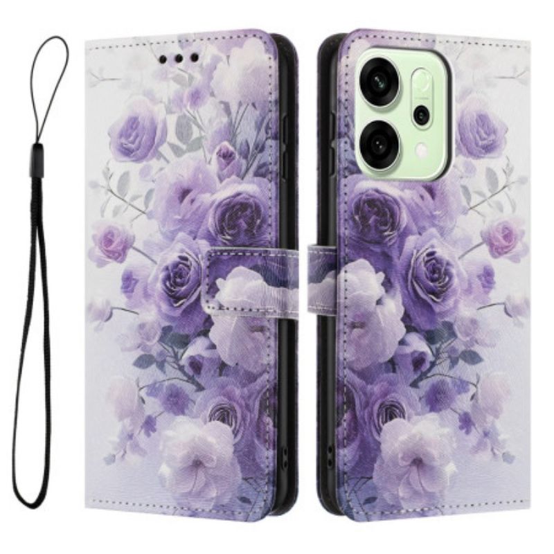 Folio-hoesje Oppo Reno 14 Pro 5g Paarse Rozen