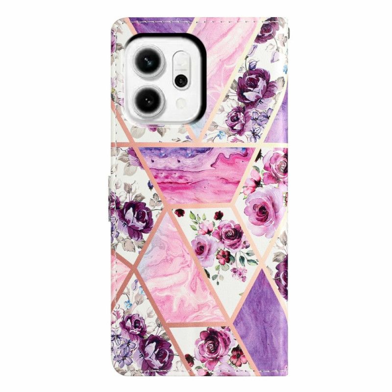 Folio-hoesje Oppo Reno 14 Pro 5g Telefoonhoesje Paarse Bloemen En Marmer