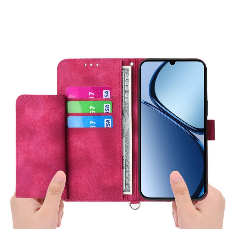 Folio-hoesje Oppo Reno 14 Pro 5g Telefoonhoesje Suède-effect Met Kant En Bandje En Schouderband