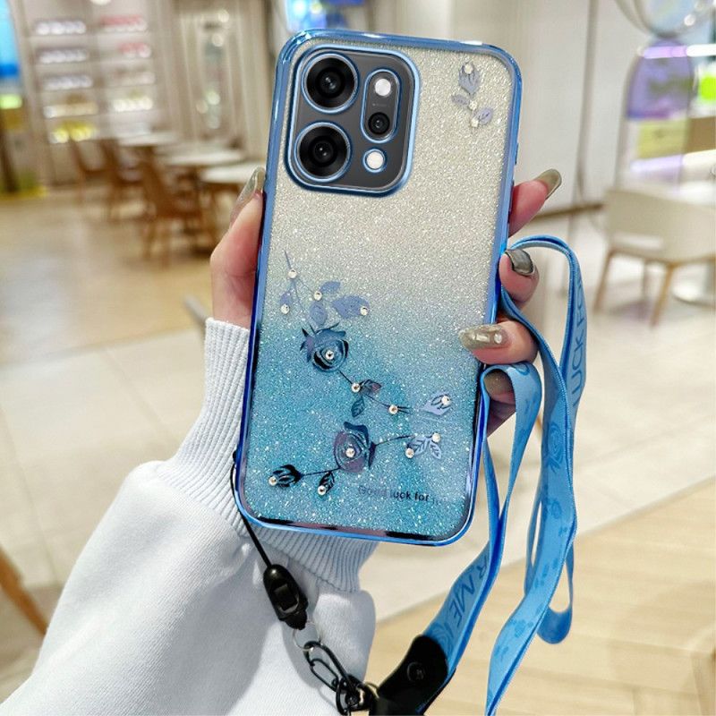 Hoesje Oppo Reno 14 Pro 5g Bloemen Met Strass-steentjes