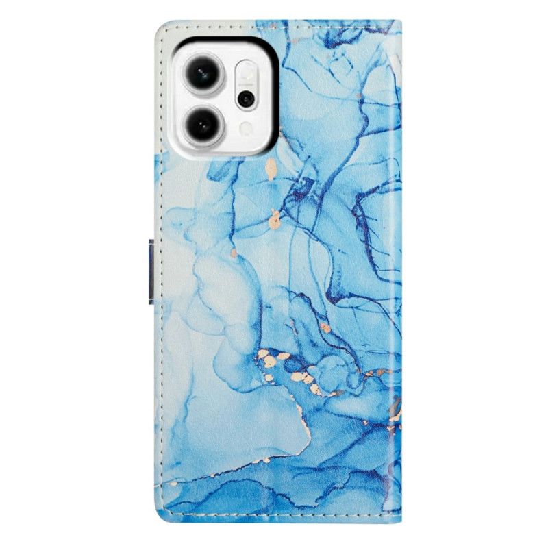 Leren Hoesje Oppo Reno 14 Pro 5g Blauw Marmer Bescherming Hoesje