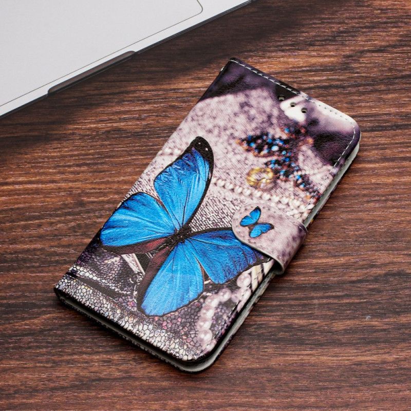 Leren Hoesje Oppo Reno 14 Pro 5g Blauwe Vlinder Bescherming Hoesje