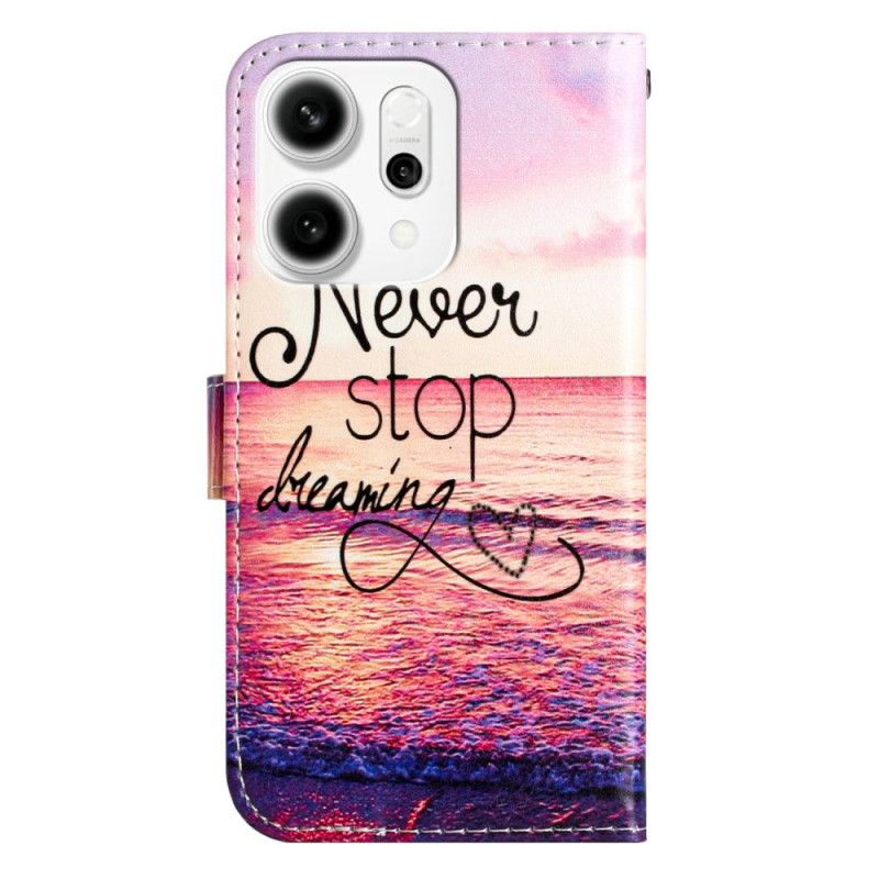 Leren Hoesje Oppo Reno 14 Pro 5g Nooit Stoppen Met Dromen