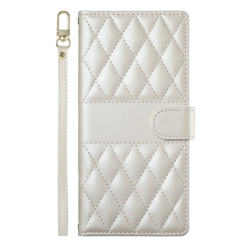 Leren Hoesje Voor Oppo Reno 14 Pro 5g Gewatteerd Met Bandje En Schouderband